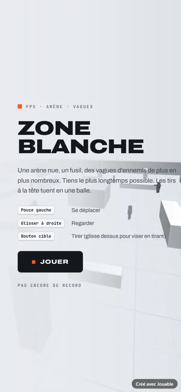 Zone Blanche, un jeu de tir créé avec Claude